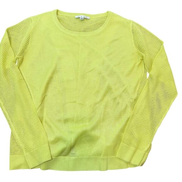 CAbi Women's Neon green Mesh thin Knit Open back pullover Size Med staple top - Picture 5 of 10